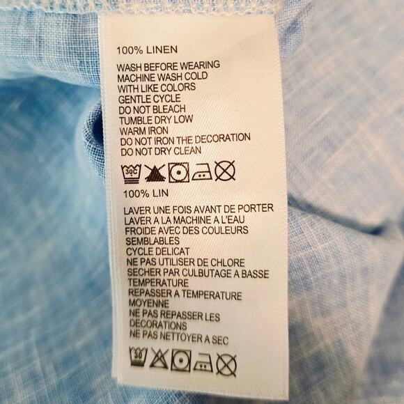 Tommy Bahama 100% Linen Turquoise Business Casual Wear Men's Dress Shirt XL - Picture 5 of 5